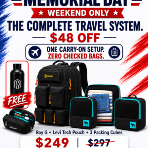 Roy G - Travel Backpack 35L & Levi Tech Pouch & Packing Cubes (3 in 1)