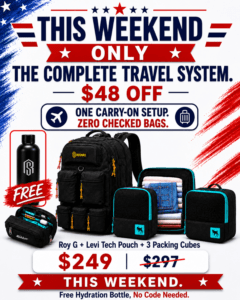 Roy G - Travel Backpack 35L & Levi Tech Pouch & Packing Cubes (3 in 1)